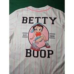 BETTY BOOP Baseball Jersey Shirt Vintage‎ 90s Pink Stripe Large GRAPHIC XL